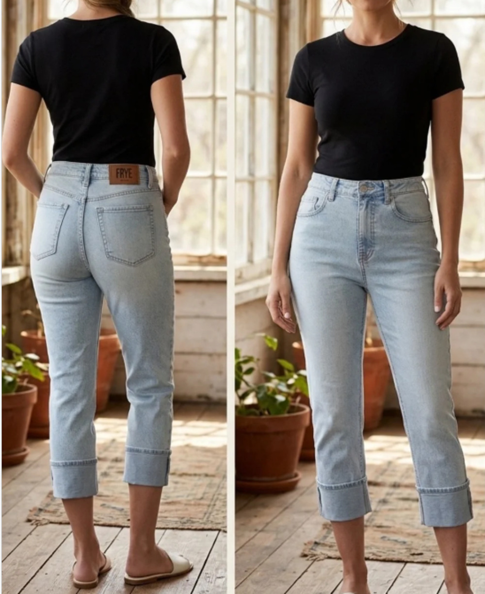 Frye Womens High Rise Crop Stevie Jeans Sz 12/31 Light Wash Basic Casual Staple